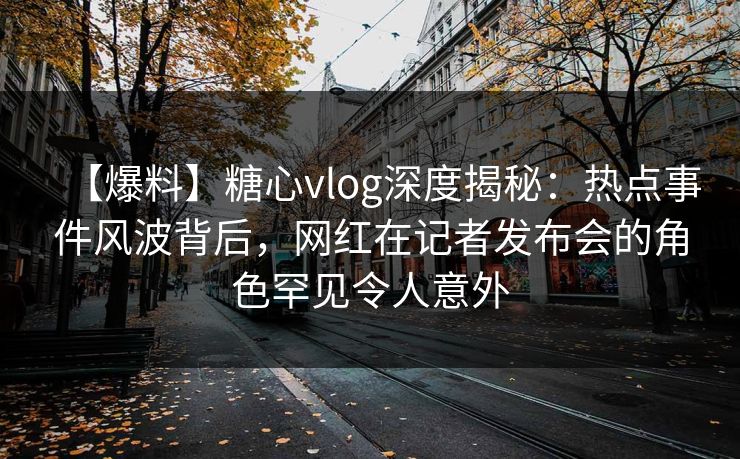 【爆料】糖心vlog深度揭秘：热点事件风波背后，网红在记者发布会的角色罕见令人意外