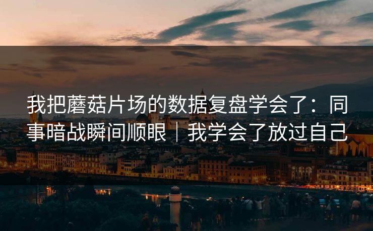 我把蘑菇片场的数据复盘学会了：同事暗战瞬间顺眼｜我学会了放过自己
