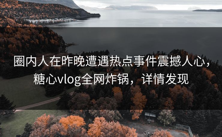 圈内人在昨晚遭遇热点事件震撼人心，糖心vlog全网炸锅，详情发现