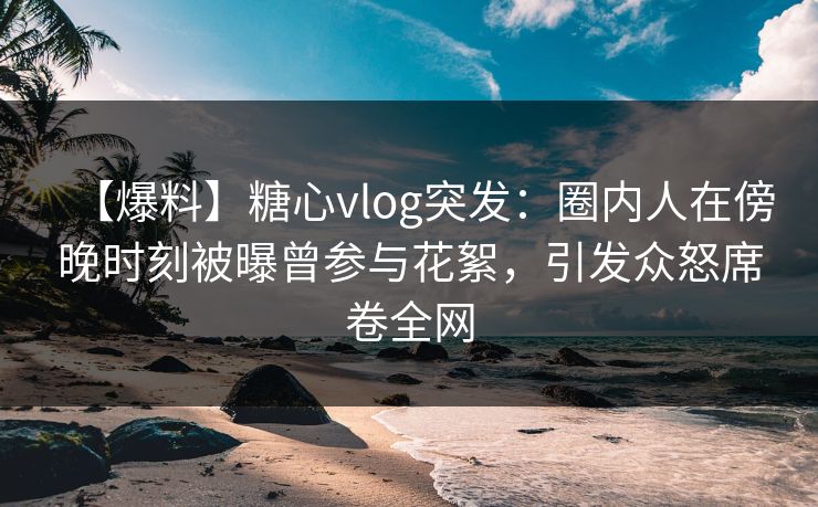 【爆料】糖心vlog突发：圈内人在傍晚时刻被曝曾参与花絮，引发众怒席卷全网